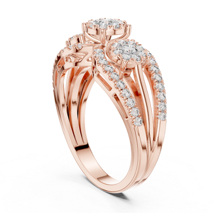 Bague en or rose sertie de diamants, élégante, brillante et stylée, bijou pour femme, idéale pour mariage, fiançailles et cadeau. - Product Image 1
