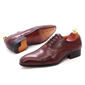 Red Oxfords Italy Style Handmade Formal Suit <b>Pointed</b> <b>Toe</b> Lace up Dress Shoes for Men - Product Image 1