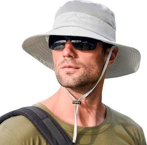 Impermeabile ad asciugatura rapida e Casual estivo protezione UV da esterno traspirante a tesa larga UPF 50 + foglia cappello da sole in maglia di ventilazione sottogola - Product Image 3