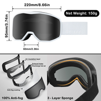 Personnaliser les lunettes de ski pour hommes OTG sur les lunettes Sports de plein air Lunettes de snowboard pour les femmes Protection UV Anti-buée Lunettes de ski