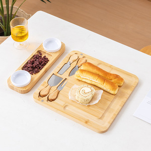 Ensemble de couverts Youju Bamboo Cheese Board avec couteau, fourchette, plateau de service style occidental pour pain, fruits, légumes, usage domestique - Product Image 2