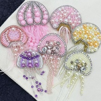 Fait à la main mignon rose méduse perlée Patch perle strass conception sur feutre pour la mode bricolage décorations pour les filles vêtements sacs