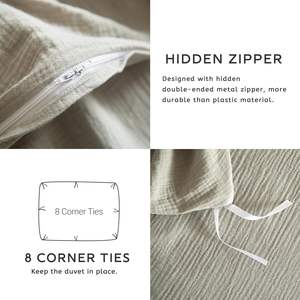 Qdtex Mousseline Dekbedovertrek Set 100% Katoen Dubbellaags Katoenen Gaas Dekbedovertrek Set <span class=keywords><strong>3</strong></span> Stuks Dekbedovertrek Set - Product Image 2