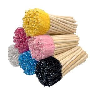 Applicateur de mascara jetable en nylon avec manche en bambou pour extensions de cils, brosse à cils, spoolie pour cils - Product Image 1