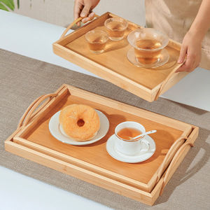 Bamboo Wooden Rectangular Serving <b>Tray</b> With Handle For <b>Tea</b> Home Hotel Restaurant Use - Product Image 3