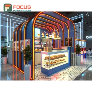 Mostrador de Servicio de Café Contemporáneo con Estante para Condimentos y Panel Blanco para Caja Registradora - Product Image 4