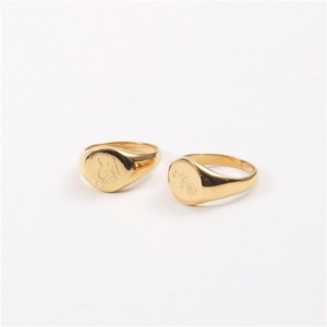 Signet <b>Ring</b> Gold Stainless Steel Plated Engraved Body Rose Flower Free Sample OEM ODM Service <b>Blank</b> <b>Ring</b> Custom <b>Ring</b> XR Jewelry - Product Image 4