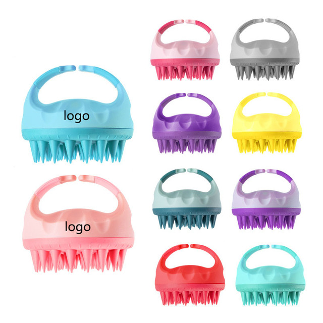 Silicon Scalp Brush Wet and Dry Care Head Hair Shampoo SPA Manual Soft Salon Barber Home Use Custom logo Massager Shampoo Brush