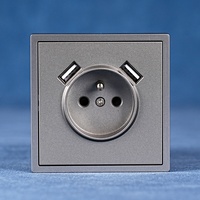 Double port USB de type A fixé à la norme européenne Prise électrique murale française dans un grand panneau de carte PC 250V 16A