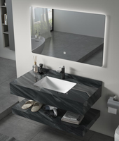 Meuble-lavabo mural 2025 au design moderne et personnalisable avec vasque en céramique, miroir intelligent et entretien facile pour salle de bain d'hôtel