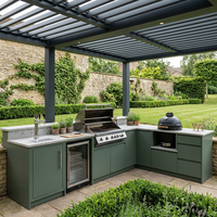 Nouvelle cuisine extérieure multi-couleurs pour jardin, îlot barbecue avec grill Kamado, résistant à l'humidité, en acier inoxydable 304