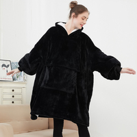 Couverture Polaire Teddy à Capuche Grande Taille pour Adulte, Personnalisable avec Logo, en Sherpa, Manches Intégrées, 100% Polyester