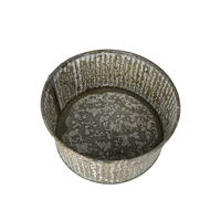 Style romain rond galvanisé Surface ondulée petit Pot en métal Pot de plantes succulentes Pots de fleurs pour jardin et fournitures pour la maison décor