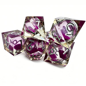 Sharp Edge Liquid Core Purple Floating Sand Resin DND <b>Dice</b> <b>Set</b> Transparent Polyhedral D4-D20 for D&D TTRPG Wholesale - Product Image 5
