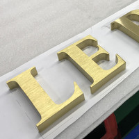 Lettres de logo en acier inoxydable 3D brossé plaqué or personnalisées en usine