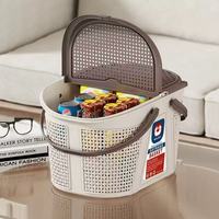 Panier de rangement pour salle de bain, en plastique, rectangulaire, multifonction, portable, pour fruits, légumes, boissons