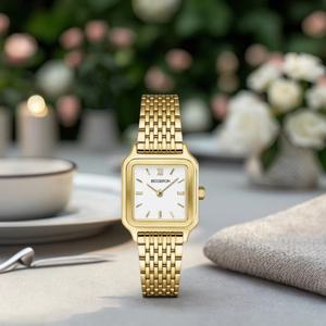 Montres élégantes pour femmes Besseron 26*34mm, mouvement à quartz japonais en acier inoxydable massif à 9 maillons, logo personnalisé, pour cadeau - Product Image 2