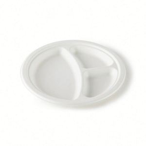 Assiette jetable biodégradable et compostable en pulpe de bagasse de canne à sucre 9''/10''/12'' - Product Image 4