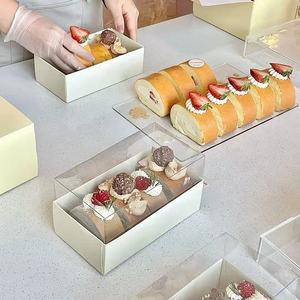 Papier d'emballage pour gâteau roulé de Noël, emballage pour desserts et noix, boîte en papier pour gâteau roulé <span class=keywords><strong>suisse</strong></span> avec couvercle transparent - Product Image 1