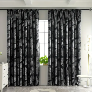 <strong>Single</strong> Sided High Light Blocking Silver Plant Leaf Pattern <strong>Curtains</strong> Are Soft Durable Suitable for Bedroom Home Washing <strong>Curtains</strong> - Product Image 2