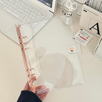 Album de présentation de cartes photo A5 A6 personnalisé en PVC transparent avec paillettes, couverture souple, classeur à anneaux dorés pour carnet et agenda