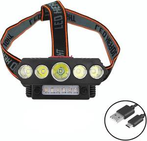 Linterna Frontal LED de Cinco Leds, Recargable por USB, para Uso Doméstico, Externa, COB, Resistente al Agua, Ideal para Pesca - Product Image 3