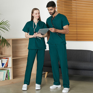 Ensembles de Blouses Médicales Unisexe en Gros, Col en V, Manches Courtes, Tenues d'Infirmière pour Hôpital, Tissu Coton-Polyester, LOGO Personnalisé - Product Image 3