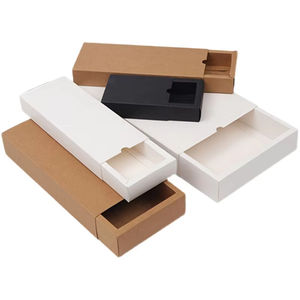 Scatola di gioielli pieghevole in carta pieghevole in piccolo cartone bianco Kraft nero personalizzato - Product Image 4