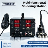 Station de soudage et de dessoudage 2-en-1 YAOGONG 909D+ 800W avec pistolet à air chaud, ventilateur sans balais et affichage numérique pour la réparation de cartes mères de téléphones portables
