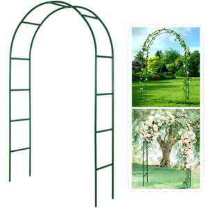 8ft Tall Iron Wedding Arch <strong>Background</strong> Stand - Heavy-Duty Floral &amp; Balloon Frame with Vine Support Hooks (Powder-Coated Black) - Product Image 3