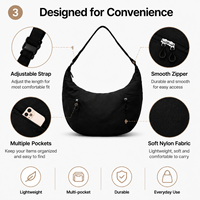 Sac bandoulière croissant en nylon personnalisé pour femme, léger, demi-lune, avec sangle réglable