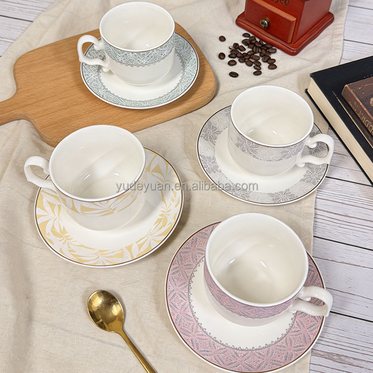 Elegant Gold Rim Delicate Floral Patterns Premium Porcelain Tea 180cc ...