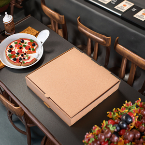 Boîte à pizza en carton jetable personnalisée avec logo couleur en gros, 10/12/14/16 pouces, blanc, brun - Product Image 1