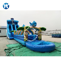 Toboggan aquatique gonflable commercial et château gonflable avec zone de saut pour enfants et adultes - Étanche, capacité de 600 kg, garantie de 3 ans