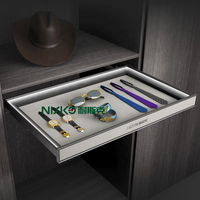Nisko Armoire Accessoires Rangement Cosmétique Applicateur Boîte avec Lumière LED Soft-Close Gris Couleur Cuir Panier Meubles
