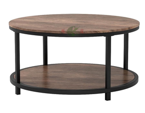 <span class=keywords><strong>Mesa</strong></span> de Centro Redonda de 36 Pulgadas, <span class=keywords><strong>Mesa</strong></span> de Madera Rústica de 2 Niveles con Estante de Almacenamiento, Muebles Modernos para Sala de Estar - Product Image 1