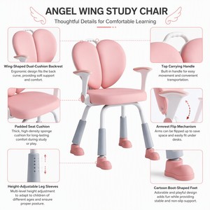 <span class=keywords><strong>Chaise</strong></span> d'apprentissage ergonomique pour enfant, réglable en hauteur, pour la maison et l'école, avec double soutien lombaire - Product Image 3