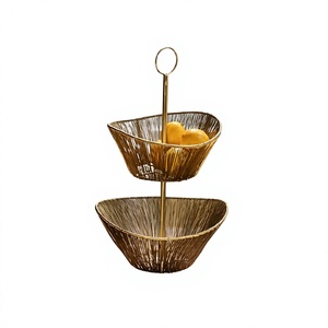 Handmade 2 Tier Fruits <b>Basket</b> Designer Iron <b>Mesh</b> Wire Gold Color Vegetables And Fruits Storage <b>Basket</b> In Bulk - Product Image 1