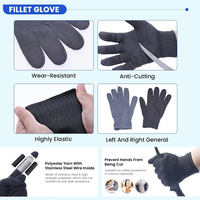 Ensemble de couteaux à fileter de pêche portables en acier inoxydable sur mesure de 6 pouces avec gant de filetage et aiguiseur de couteau