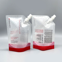 Sac de recharge liquide imprimé sur mesure, sac de détergent transparent, pochette à bec verseur, emballage liquide en plastique