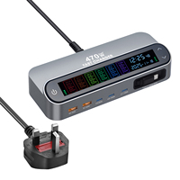 Pengisi Daya Cepat 140W Tipe-C PD3.1 6 Port USB-C Adaptor Dinding Listrik Tahan Api untuk Laptop & Ponsel