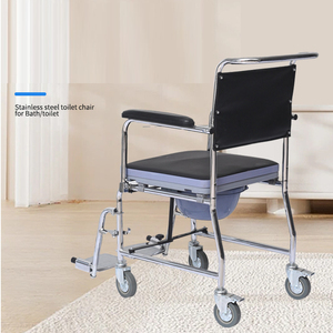 <span class=keywords><strong>Chaise</strong></span> de toilette pliante extra large en acier pour personnes âgées obèses, capacité 120 kg, robuste, portable, avec accoudoirs et support dorsal - Product Image 2