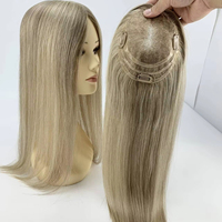 Prothèse capillaire en cheveux humains vierges européens, tissée à la main pour la dentelle, pour femmes, couleur balayage blond cendré, densité 150%