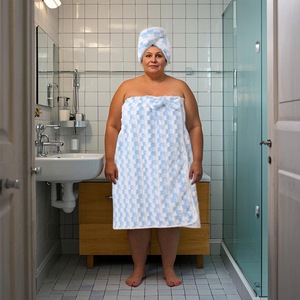 <strong>Women's</strong> Microfiber Spa Wrap Bath <strong>Robe</strong> and <strong>Dry</strong> Hair Shower Cap Soft Absorbent Knitted Towel Set - Product Image 3