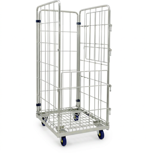 Estante de Almacenamiento Plegable de Malla de Alambre de Acero Galvanizado con Ruedas, de un Solo Nivel, Tipo Vertical, Diseño Moderno para Talleres y Almacenamiento de Artículos Diversos - Product Image 1
