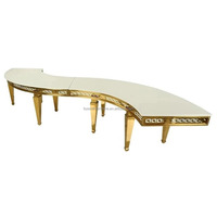 2024 dernière table de mariage en verre demi-lune en forme de serpentine en acier inoxydable