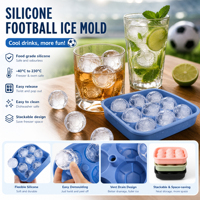 Moules à glaçons en silicone de qualité alimentaire en forme de ballon de football avec moules à glaçons sphériques, résistants au congélateur et à congélation rapide