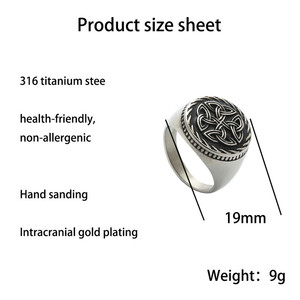 Bague pour homme en acier inoxydable, motif fleur irlandaise, argent, design géométrique rétro, bijou cadeau - Product Image 4