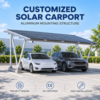 Système de montage de carport solaire en aluminium sur mesure, certifié CE, structure de stationnement double, surface anodisée, résistant aux vents