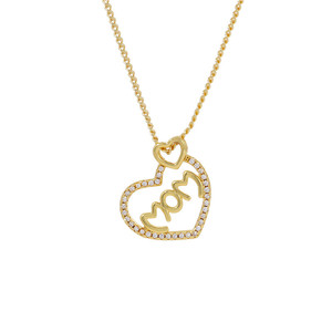 Collier en cuivre Série Fête des Mères 1, Chaîne de clavicule « Kiss Mom » en or 18 carats et zircon, Vente en gros transfrontalière - Product Image 1